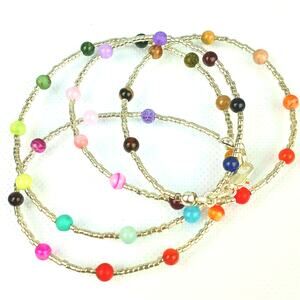 Rainbow Of Gemstones Wrap Bracelet ~ Artisan Made